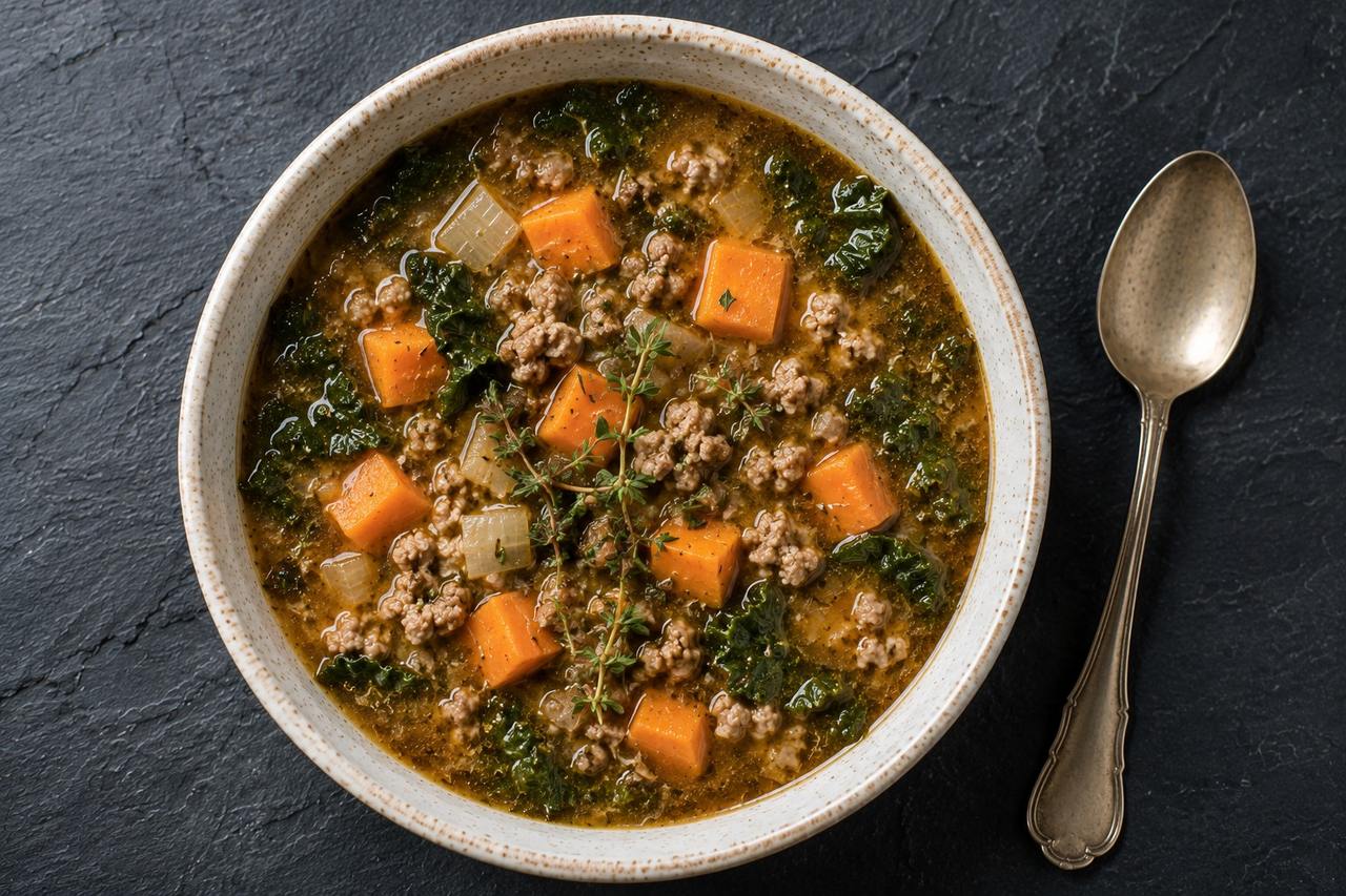 AIP Italian pork and kale soup - Instant Pot, hearty, gut-supportive
