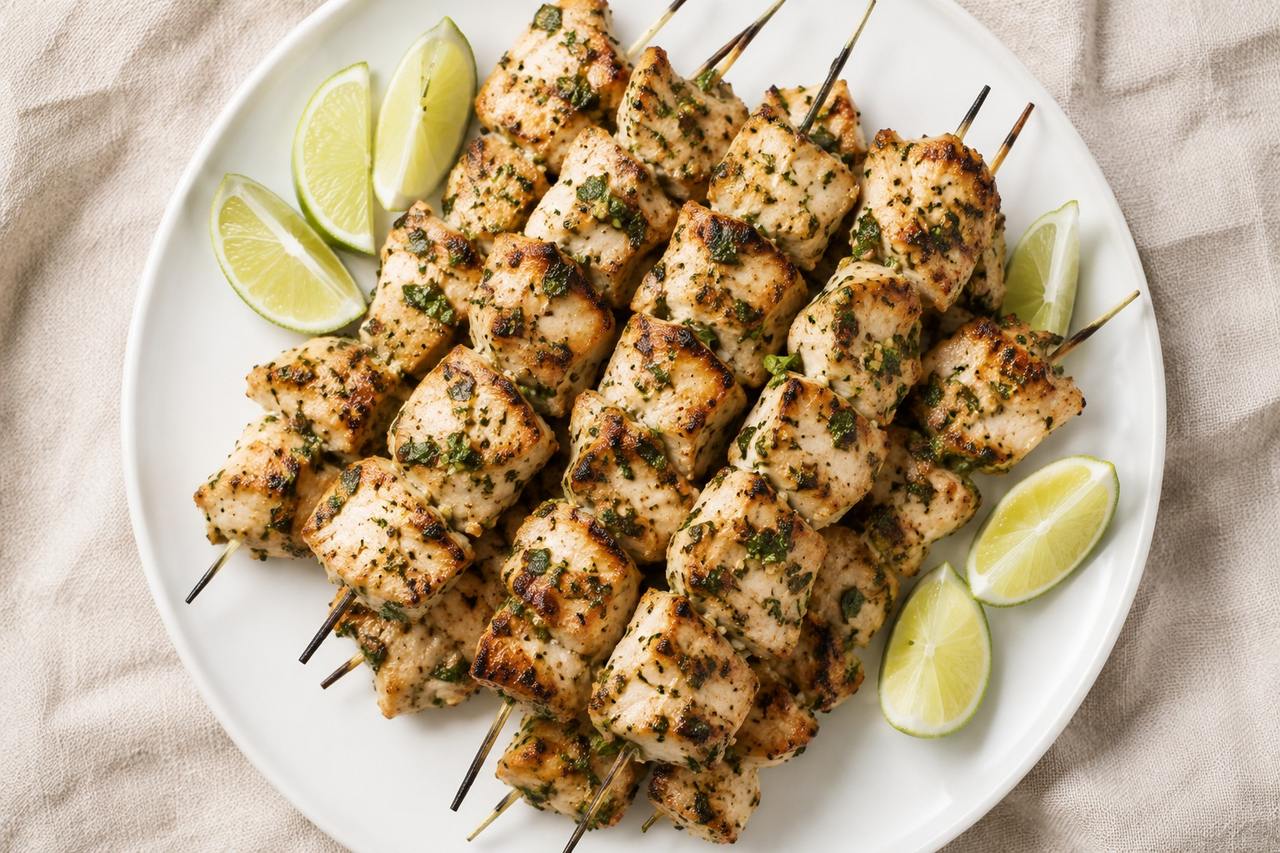 AIP marinated chicken kebabs - garlic, lime, oregano marinade, grill or air fryer