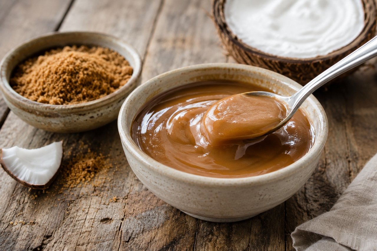 AIP caramel sauce: a drizzle made from coconut sugar and coconut cream