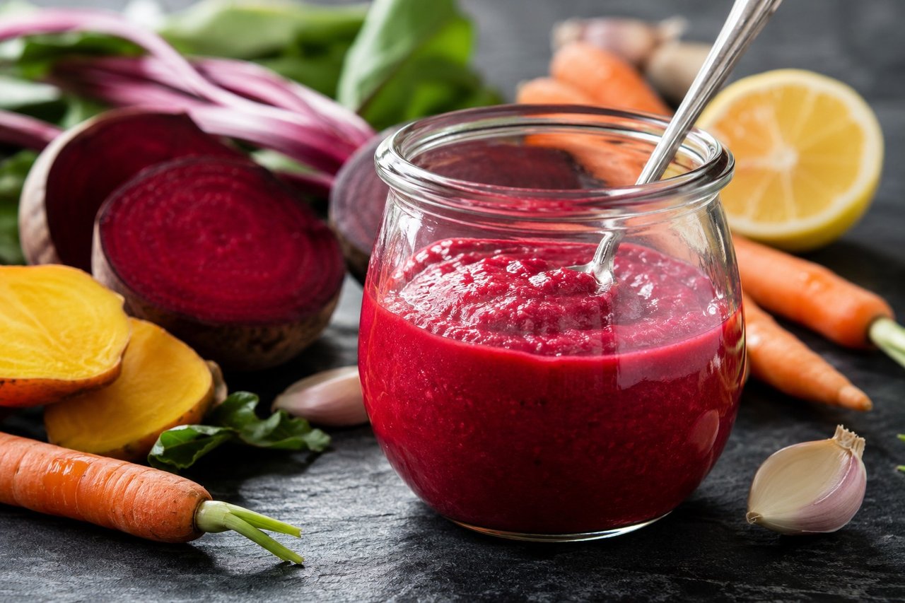 Roasted beet and carrot sauce: the ruby pour-over for lamb, salmon, and bowls