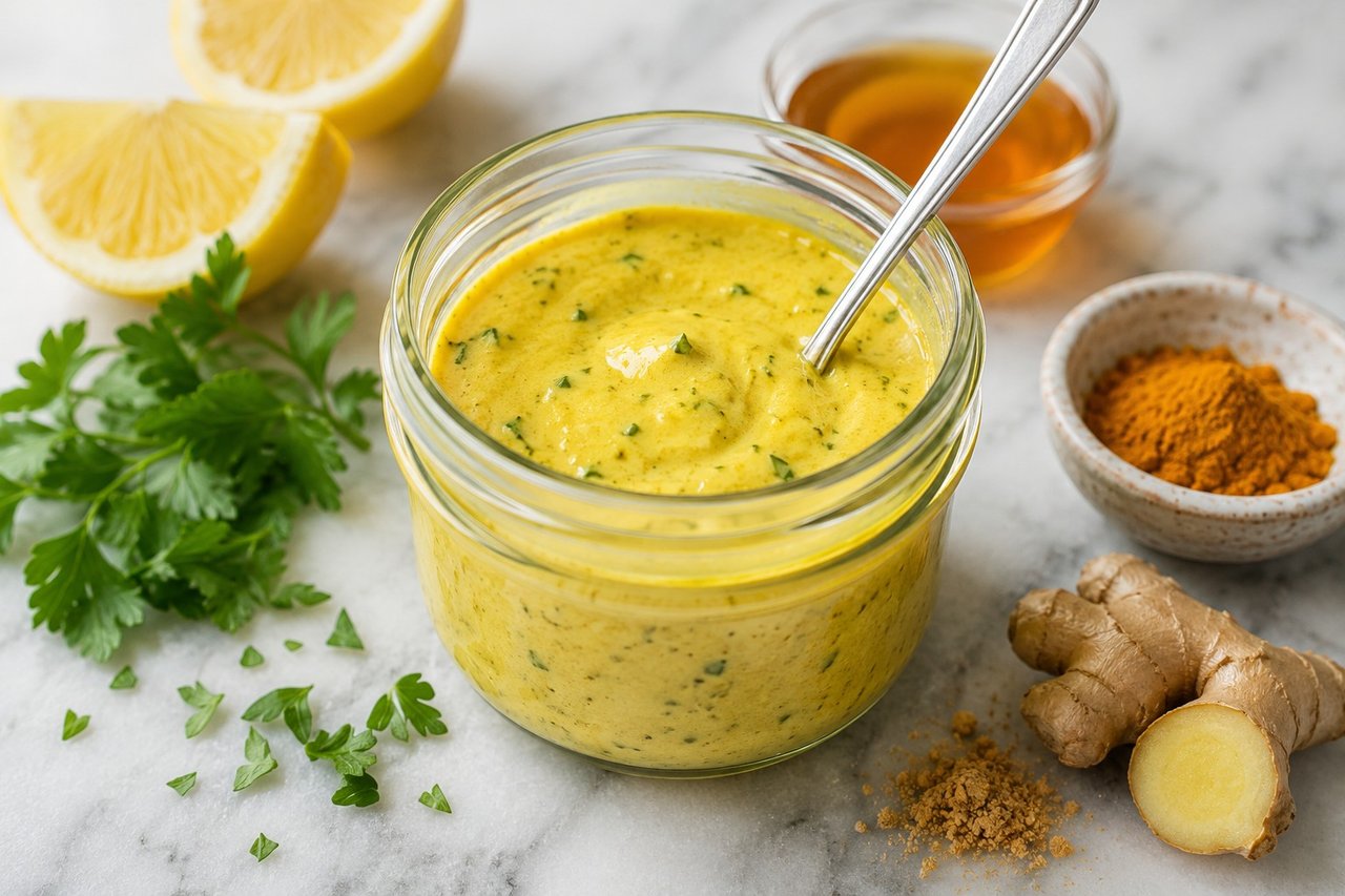 Creamy turmeric dressing: the anti-inflammatory pour-over for salads and roasted vegetables
