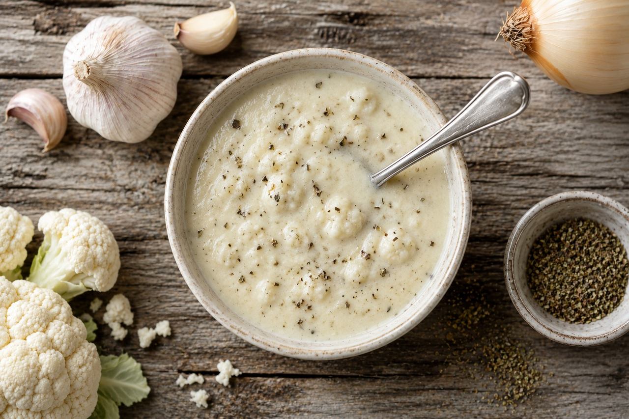 Oregano garlic cream sauce: the cauliflower-based Italian-style sauce for spaghetti squash and chicken