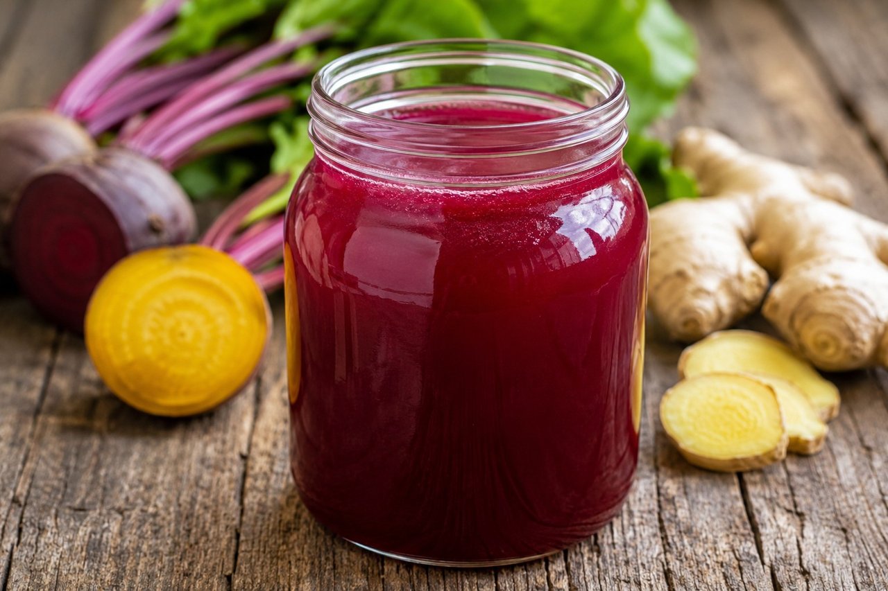 Ginger beet kvass: a small daily glass, not a whole bottle