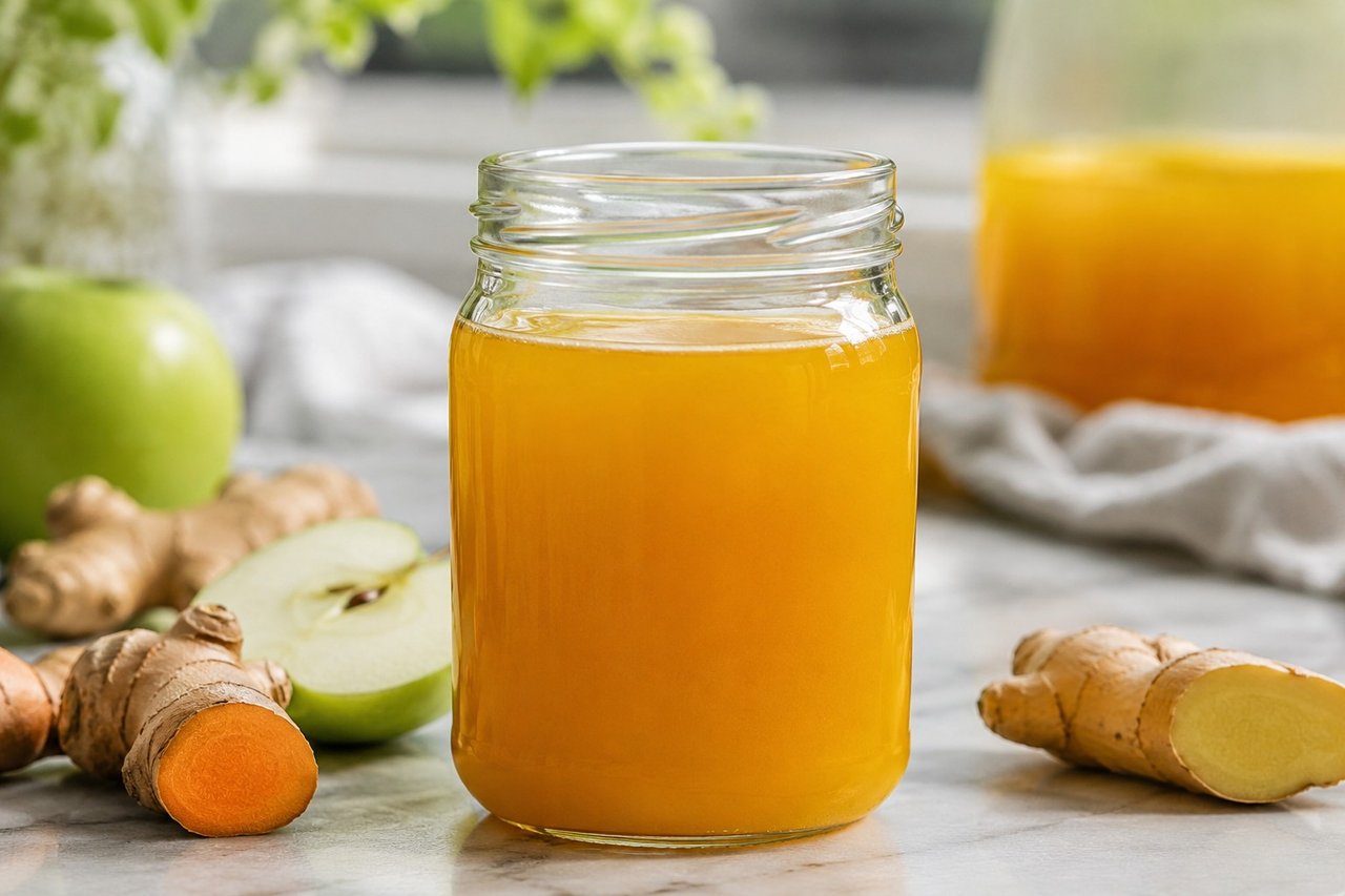 Turmeric tonic kombucha: a fizzy ferment brewed in two stages