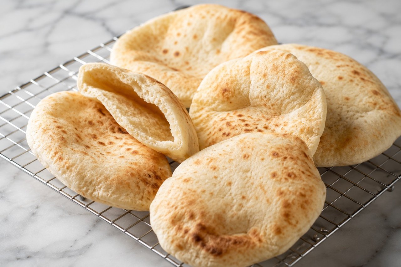 Cassava pita bread: a real pocket, puffed hot and fast