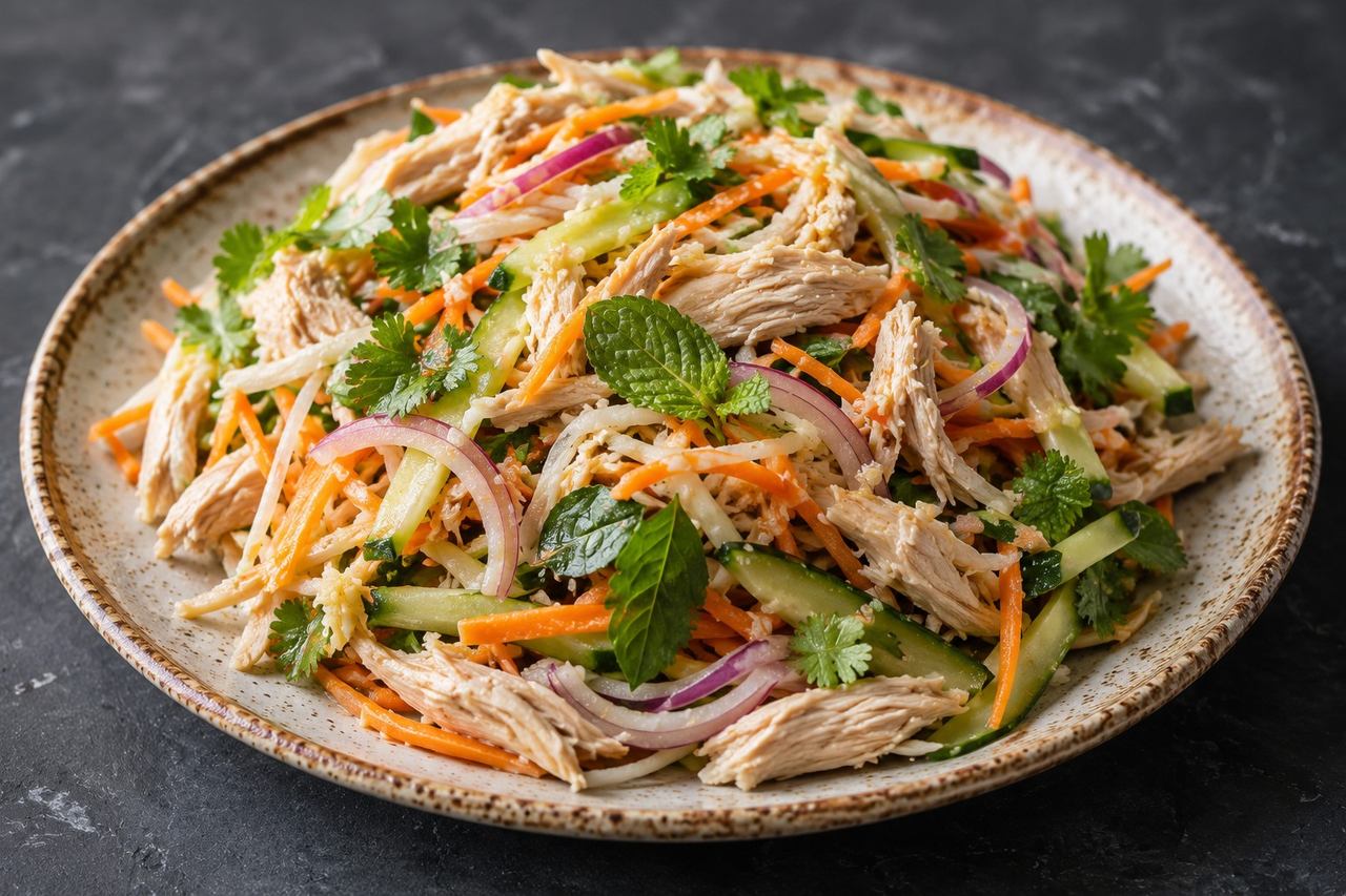 Vietnamese shredded chicken salad: roast, shred, toss raw