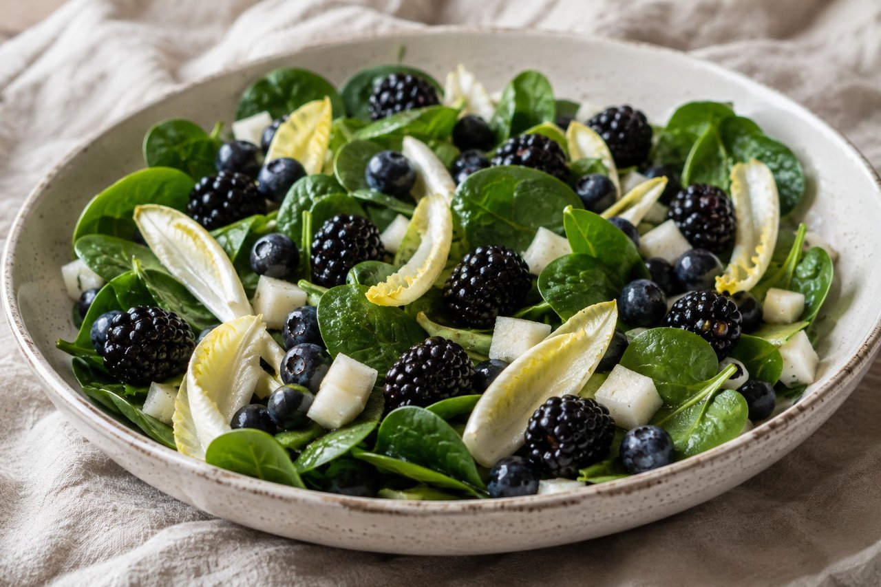 Black and Blue Spinach Salad